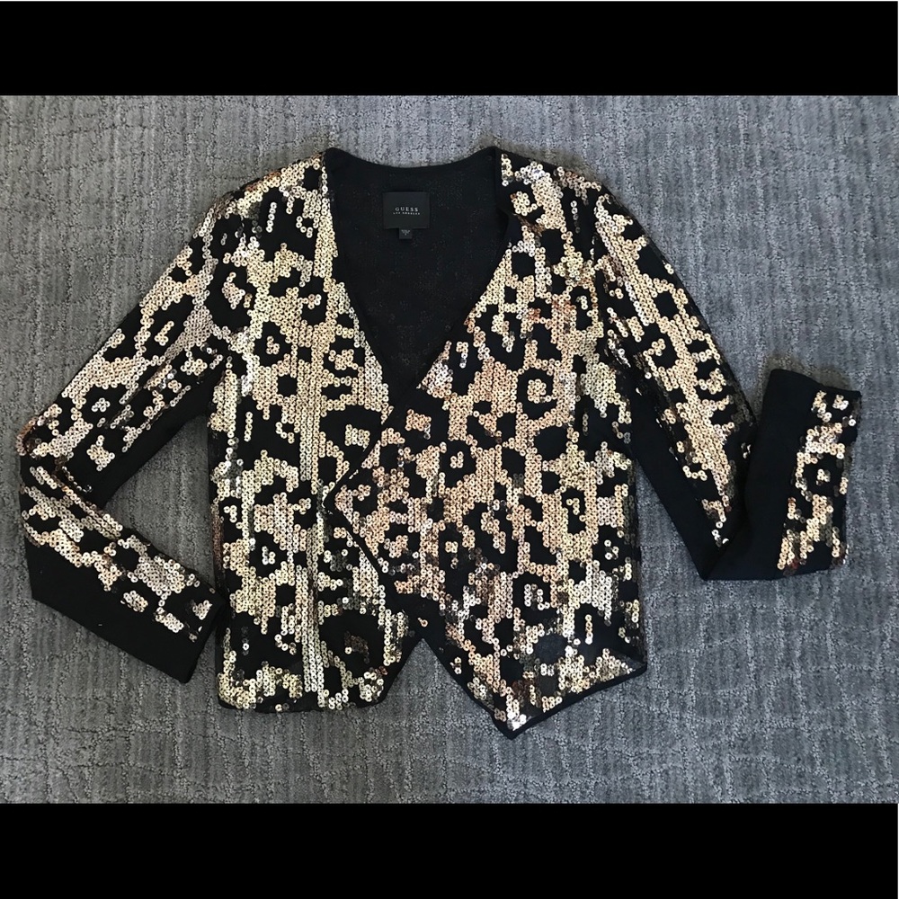 GUESS gold/black lace and sequence jacket/vest
